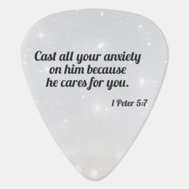 1 Peter 5:7 Standard Guitar Pick (Front)