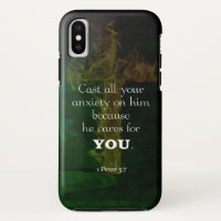 1 Peter 5:7 Uplifting Bible Verses Quote iPhone X Case