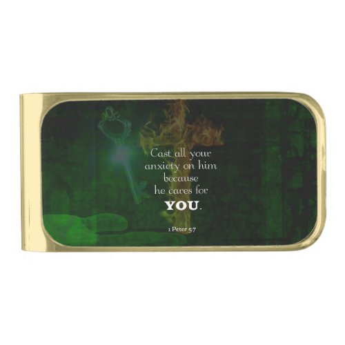 1 Peter 57 Uplifting Bible Verses Quote Gold Finish Money Clip