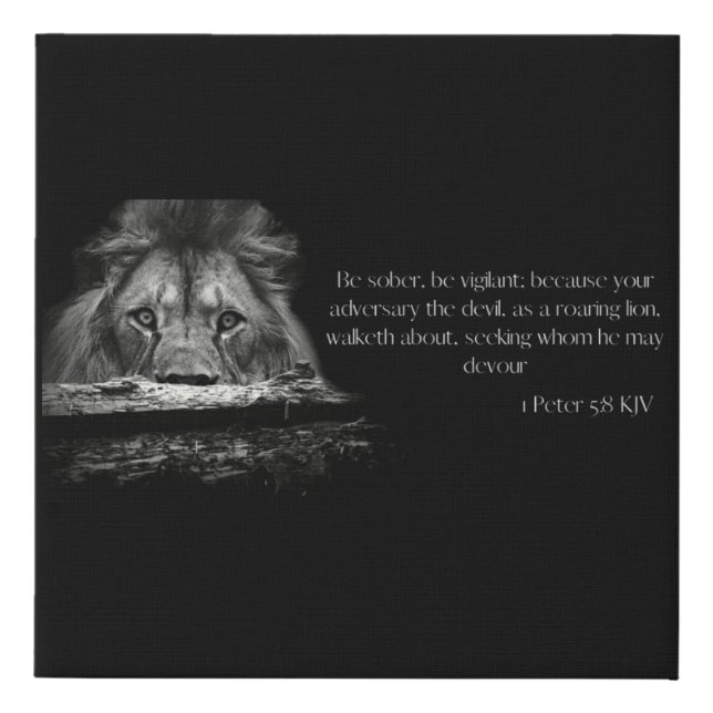 1 Peter 5:8 Bible Verse Scripture Canvas Art (Front)
