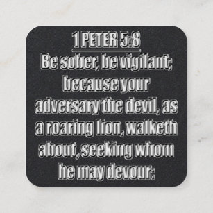1 Peter 5:8 KJV Bible Verse Square Business Card