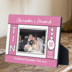 1 photo 10th anniversary pink plaque