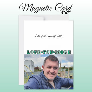 1 photo add text love you green magnetic card