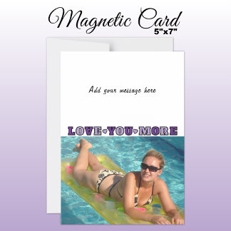 1 photo add text love you purple magnetic card