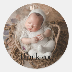 1 Photo Baby Thank You Round Sticker