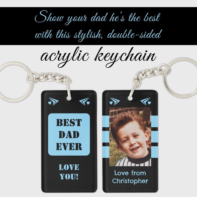 1 photo best dad ever love you black blue keychain (Creator Uploaded)