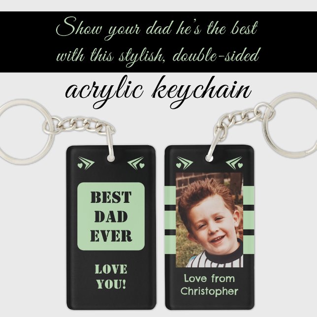 1 photo best dad ever love you black green keychain (Creator Uploaded)
