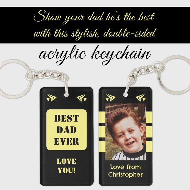 1 photo best dad ever love you black yellow keychain (Creator Uploaded)