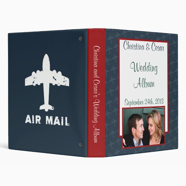 1" Photo Binder Scrapbook Airplane Flight  Blue/Re (Background)