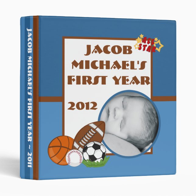 1" Photo Binder Scrapbook All Star Blue (Front/Spine)