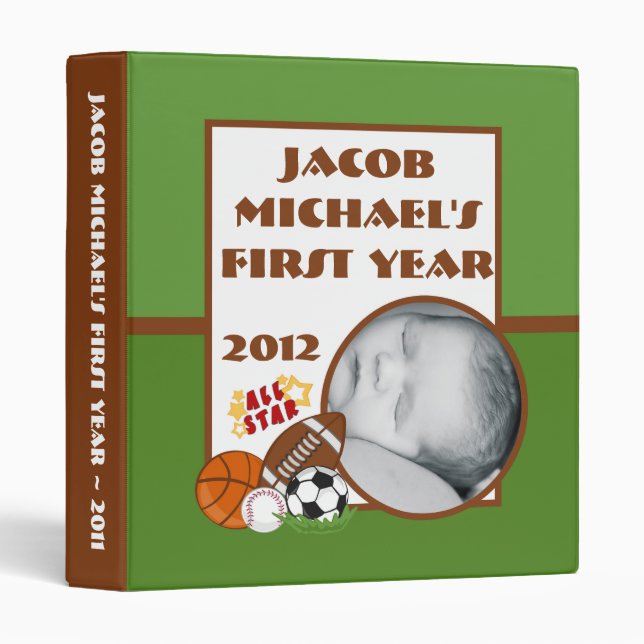 1" Photo Binder Scrapbook All Star Green (Front/Spine)