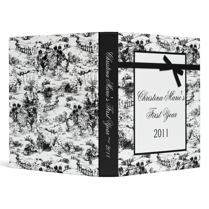 1" Photo Binder Scrapbook Black Toile Fabric Print