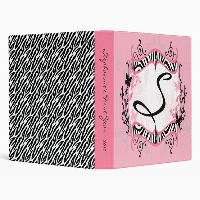 1" Photo Binder Scrapbook Butterfly Zebra Print (Background)