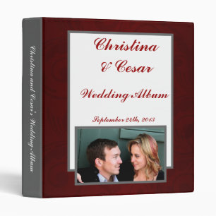 1" Photo Binder Scrapbook Dark Maroon Gray Swirls