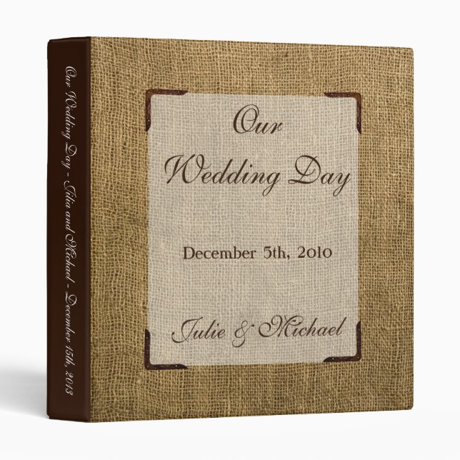 1" Photo Binder Scrapbook Horse Shoes on Burlap (Front/Spine)