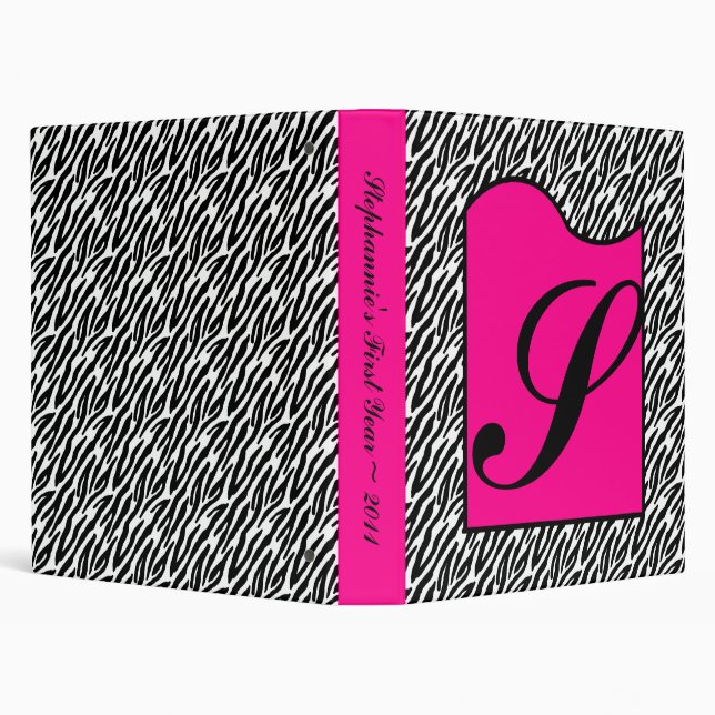 1" Photo Binder Scrapbook Hot Pink Zebra Print (Background)