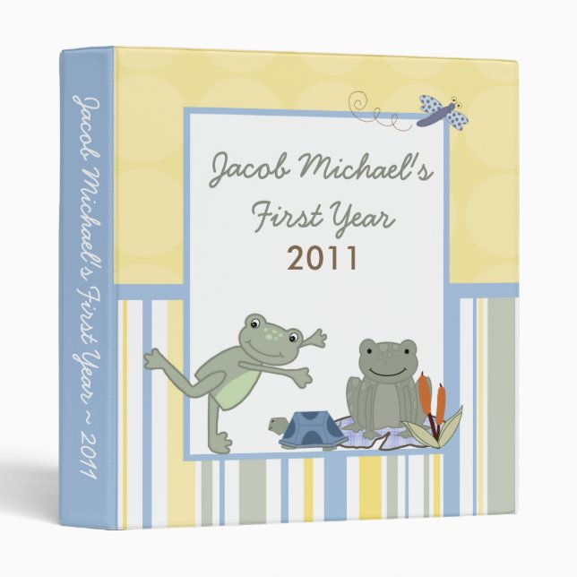 1" Photo Binder Scrapbook Leap Frog Turtle Bee (Front/Spine)