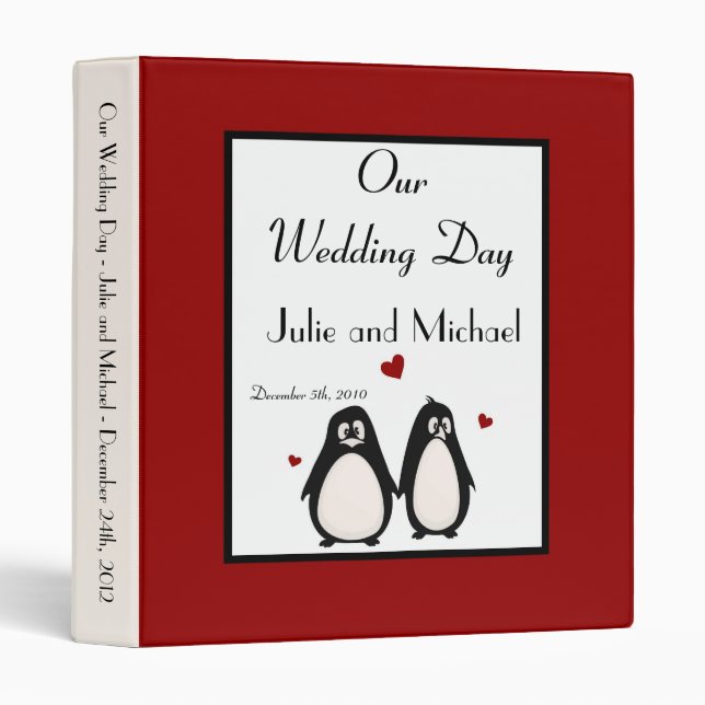1" Photo Binder Scrapbook Penguin Love Couple Mate (Front/Spine)