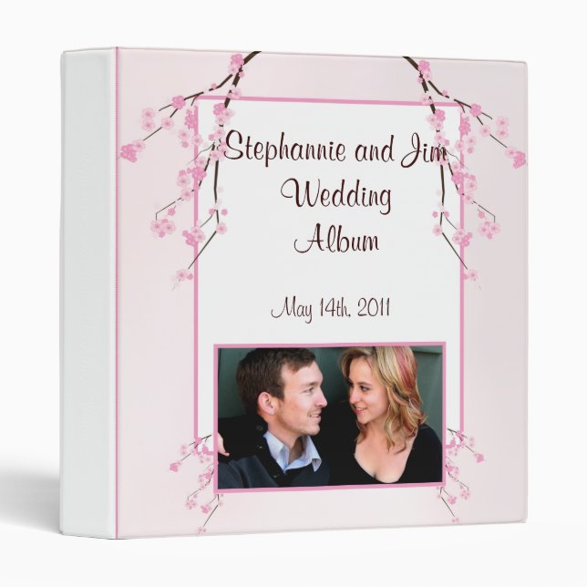 1" Photo Binder Scrapbook Pink Cherry Blossom (Front/Spine)