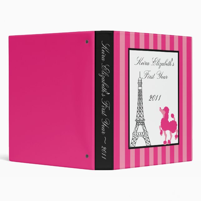 1" Photo Binder Scrapbook Pink Poodle Paris Eiffel (Background)