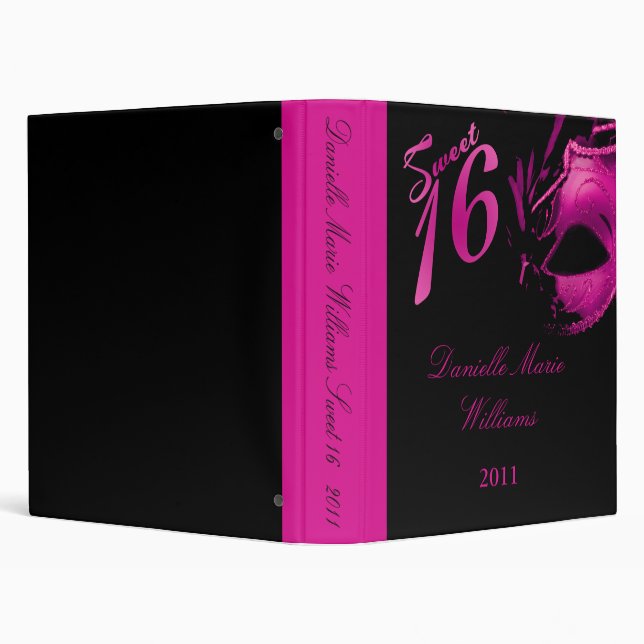 1" Photo Binder Scrapbook Sweet 16 Hot Pink Black (Background)