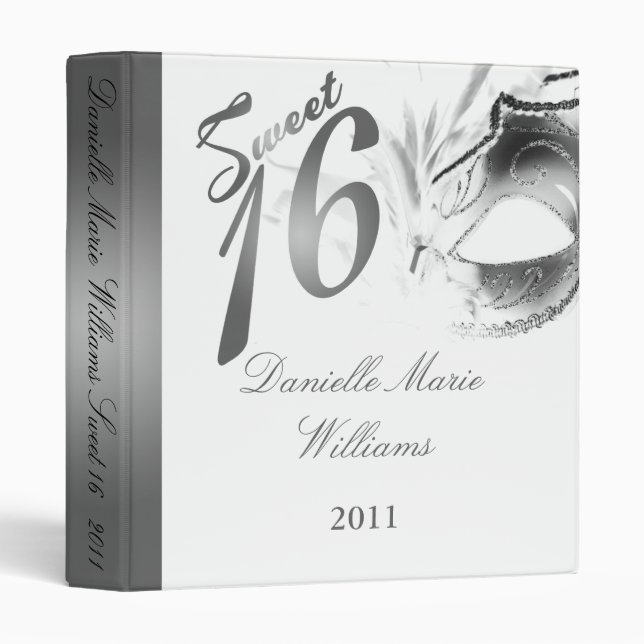 1" Photo Binder Scrapbook Sweet 16 Silver (Front/Spine)
