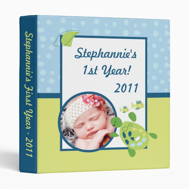 1" Photo Binder Scrapbook Turtle Reef Ocean Sea (Front/Spine)