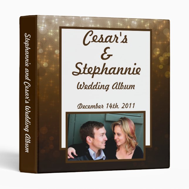 1" Photo Binder Scrapbook Winter Brown / Stars (Front/Spine)