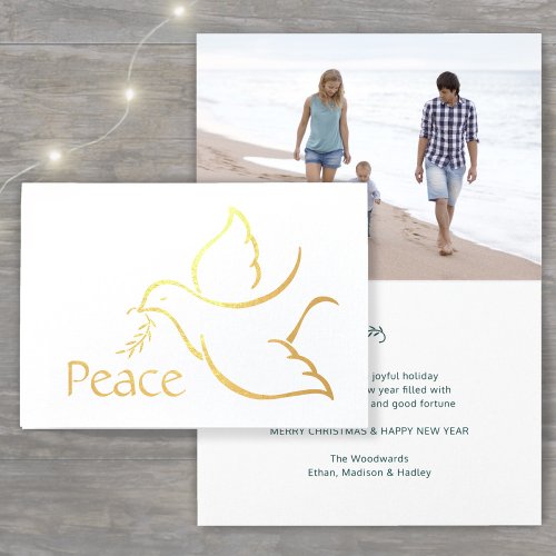 1 Photo Bird of Peace Modern Dove Holiday Real Foil Card