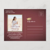 1 Photo Burgundy and Gold Graduation Save the Date Announcement Postcard (Back)