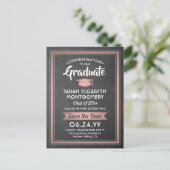 1 Photo Chalkboard & Pink Graduation Save the Date Announcement Postcard (Standing Front)