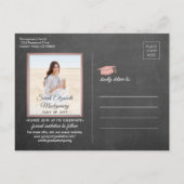 1 Photo Chalkboard & Pink Graduation Save the Date Announcement Postcard (Back)