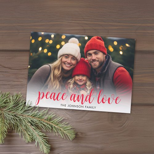 1 Photo Christmas Script Red Green Plaid Holiday Card