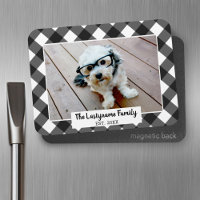 1 Photo Collage Family Name - Buffalo Check Black