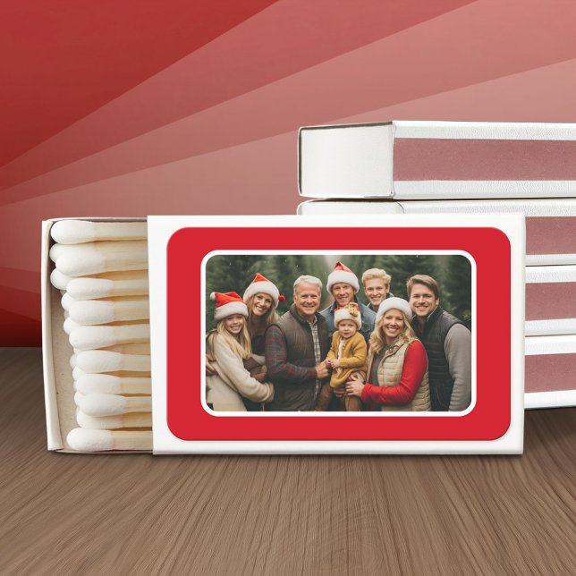 1 Photo Collage Family - Solid Red Background Matchboxes (Custom Matchboxes with Photo Collage)