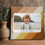 1 Photo Collage - text - Retro Stripes Warm Colors Ceramic Tile<br><div class="desc">Use a horizontal or selfie phone photo to create a unique and personal gift. A place to add text within a white rounded corner border. If you need to adjust the pictures,  click on the customize tool to make changes.</div>