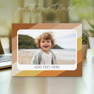 1 Photo Collage - text - Retro Stripes Warm Colors Postcard