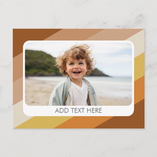 1 Photo Collage - text - Retro Stripes Warm Colors Postcard