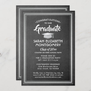 1 Photo Congratulations Chalkboard Gray Graduation Invitation