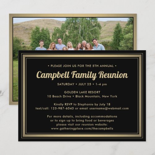 1 Photo Family Reunion Elegant Black and Gold