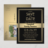 1 Photo Family Reunion Save the Date Black & Gold