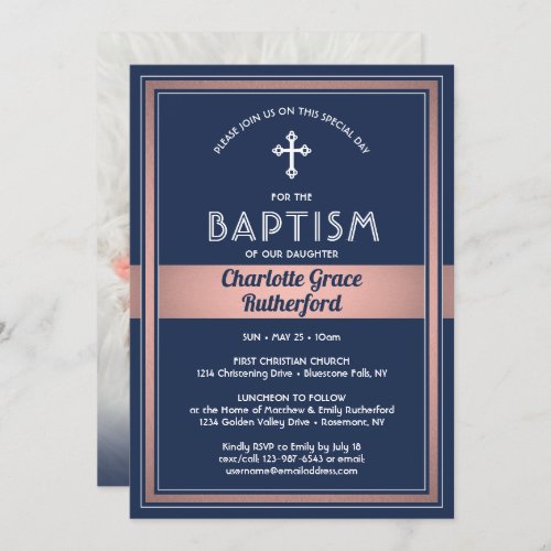 1 Photo Girl Baptism Invitation Birth Announcement