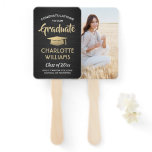1 Photo Graduation Brushed Black Gold and White Hand Fan 1 Photo Graduation Brushed Black Gold and White Hand Fan