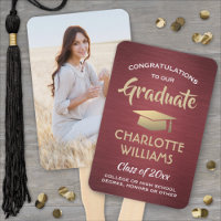 1 Photo Graduation Brushed Burgundy Red Gold White