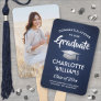 1 Photo Graduation Brushed Navy Blue White Silver Hand Fan