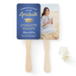 1 Photo Graduation Elegant Brushed Blue Gold White Hand Fan 1 Photo Graduation Elegant Brushed Blue Gold White Hand Fan