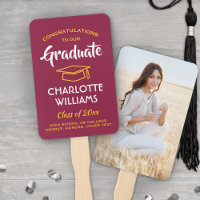 1 Photo Graduation Elegant Maroon Red Gold Yellow