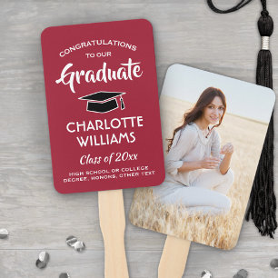 1 Photo Graduation Elegant Red White and Black Hand Fan