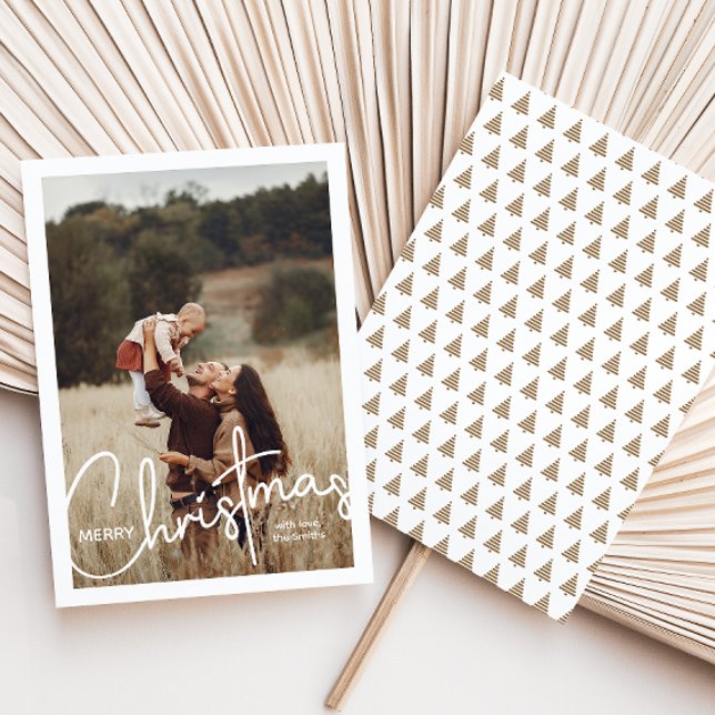 1 Photo Handwritten Script Merry Christmas Holiday Card (Creator Uploaded)