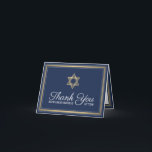 1 Photo Hebrew Name Bar Mitzvah Navy Gold Script Thank You Card<br><div class="desc">A thoughtful way to thank family and friends for coming to your bar mitzvah is to give them a stylish customized photo thank you card they can save as a keepsake. Picture and all wording are simple to personalize or delete. If you prefer to hand write your message of gratitude,...</div>